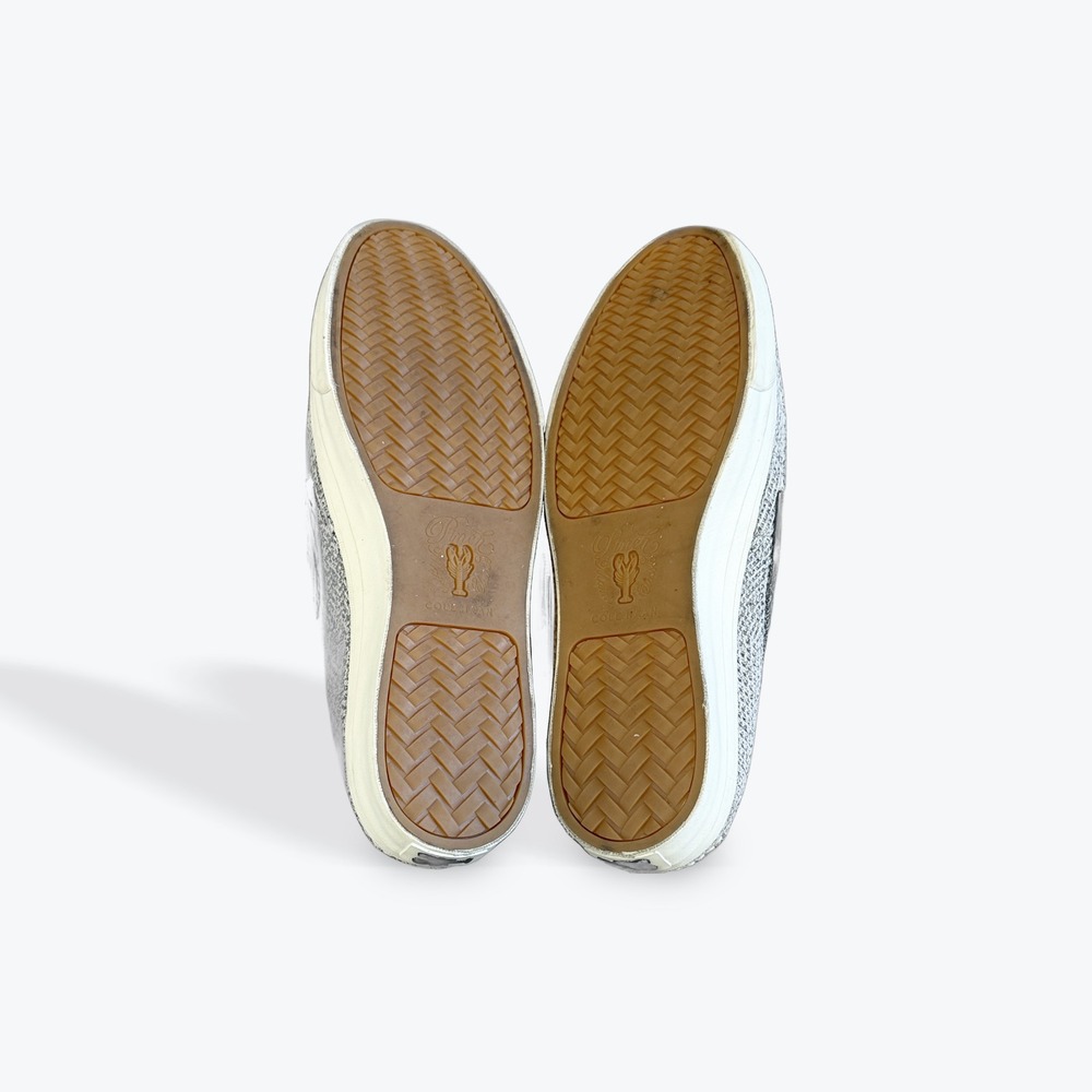 Cole Haan Gray Knit Slip-On Loafers with Navy Trim - Picture 3 of 11